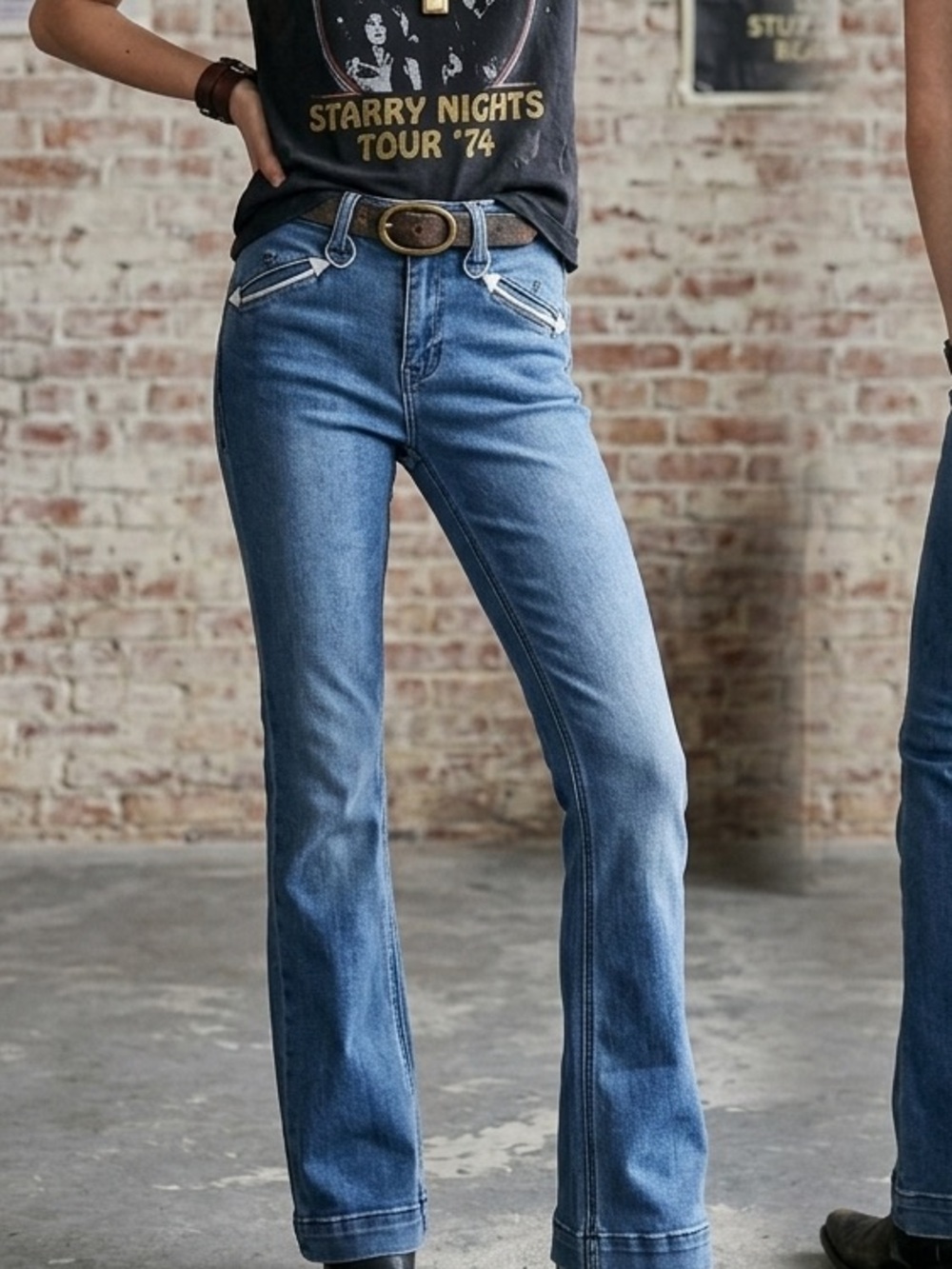 Vintage Rock & Roll Denim High-Rise Bootcut Jeans in Medium Blue